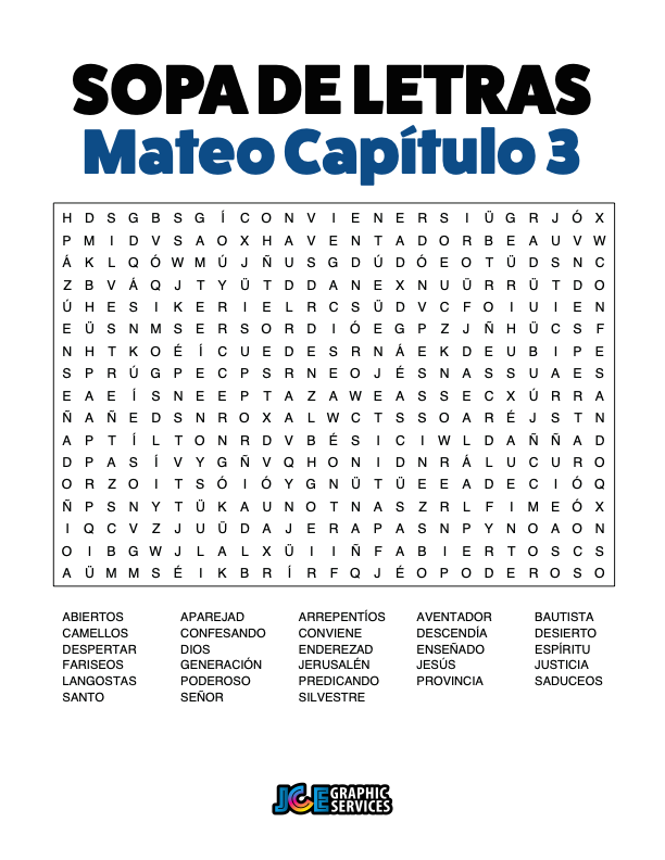 Sopa de Letras - Mateo Cápitulo 3