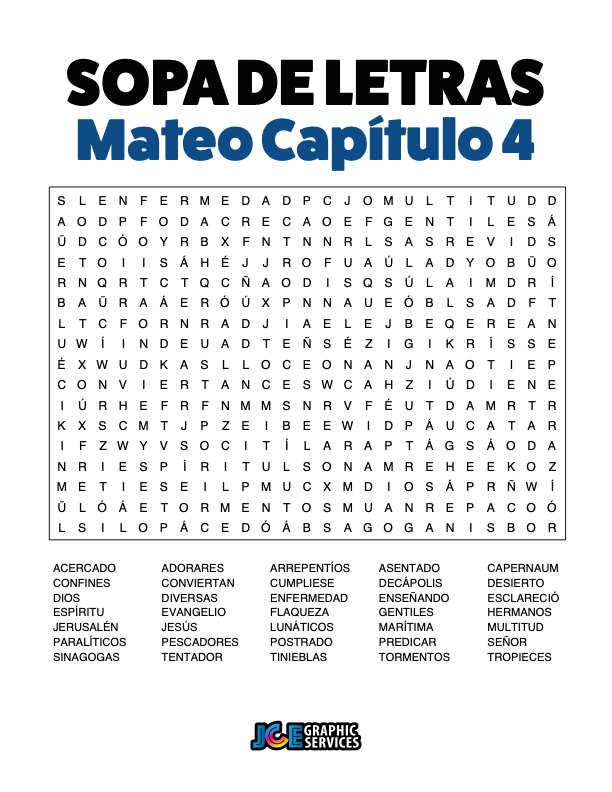 Sopa de Letras - Mateo Cápitulo 4