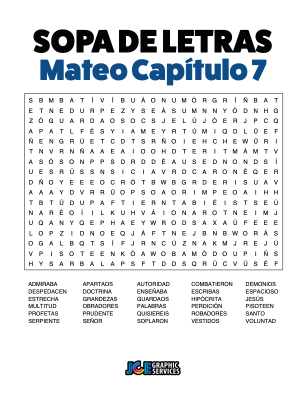Sopa de Letras - Mateo Cápitulo 7