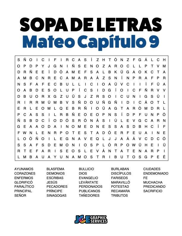 Sopa de Letras - Mateo Cápitulo 9