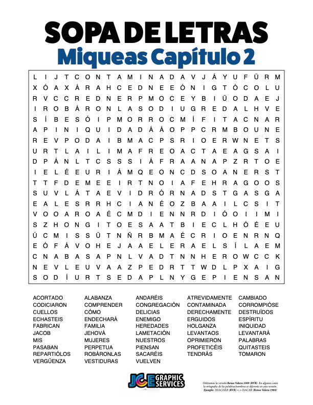 Sopa de Letras - Miqueas Cápitulo 2
