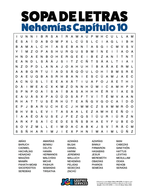 Sopa de Letras - Nehemías Cápitulo 10