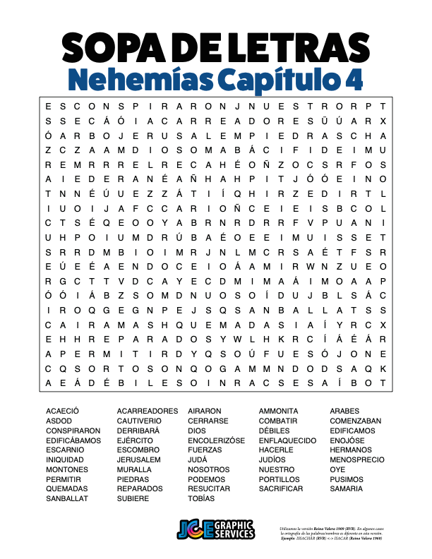 Sopa de Letras - Nehemías Cápitulo 4
