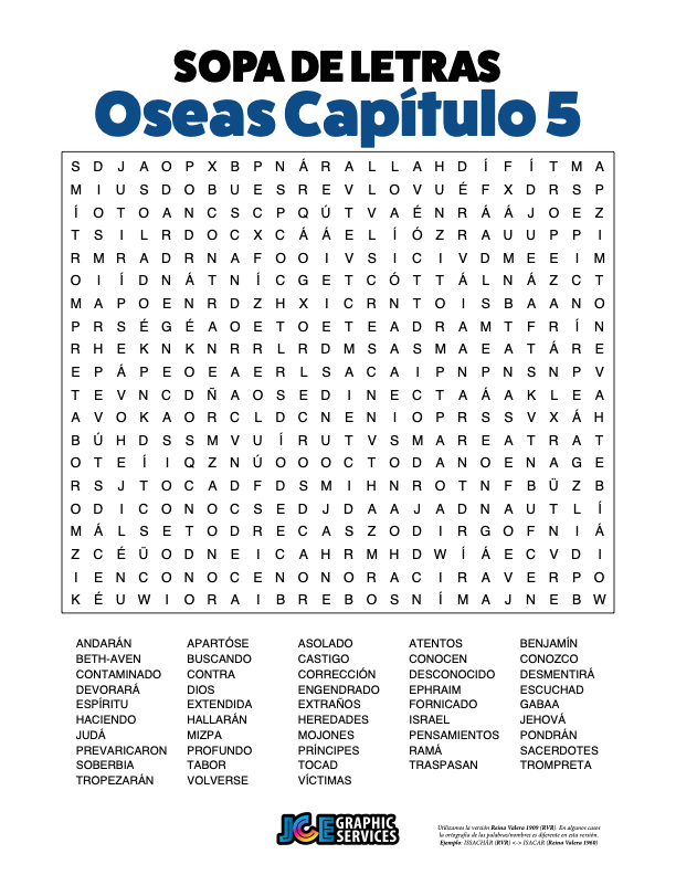 Sopa de Letras - Oseas Cápitulo 5