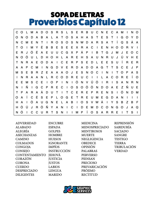 Sopa de Letras - Proverbios Cápitulo 12