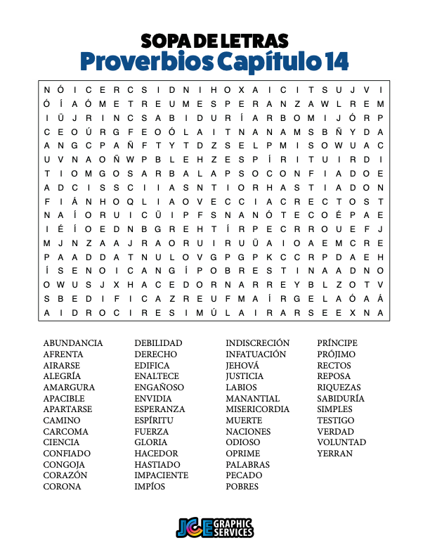 Sopa de Letras - Proverbios Cápitulo 14