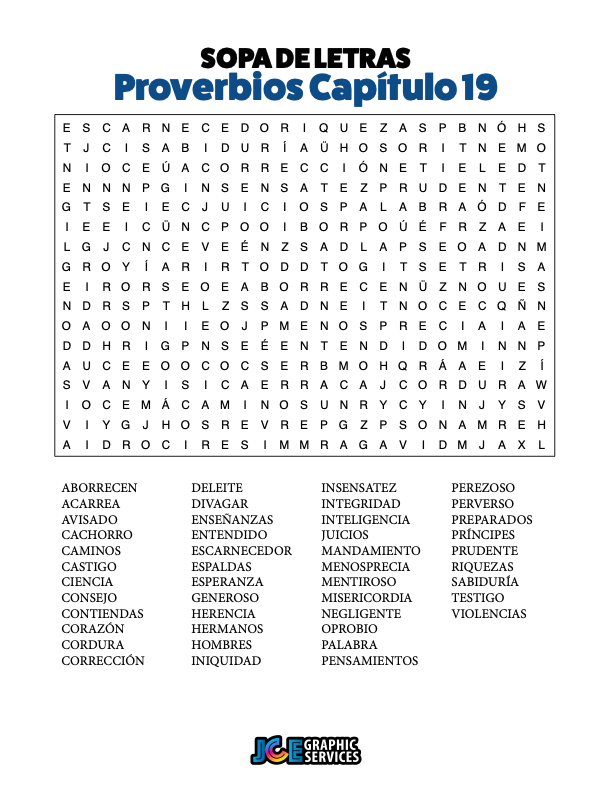 Sopa de Letras - Proverbios Cápitulo 19