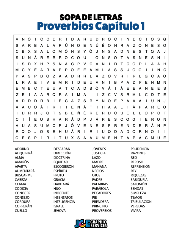 Sopa de Letras - Proverbios Cápitulo 1
