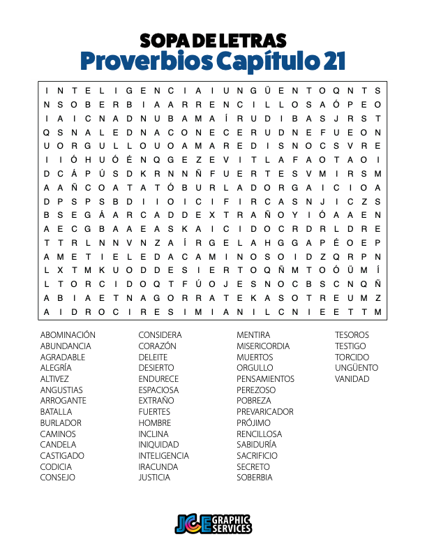 Sopa de Letras - Proverbios Cápitulo 21