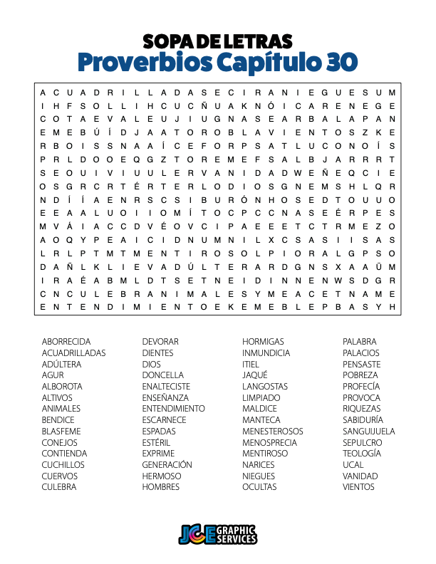 Sopa de Letras - Proverbios Cápitulo 30