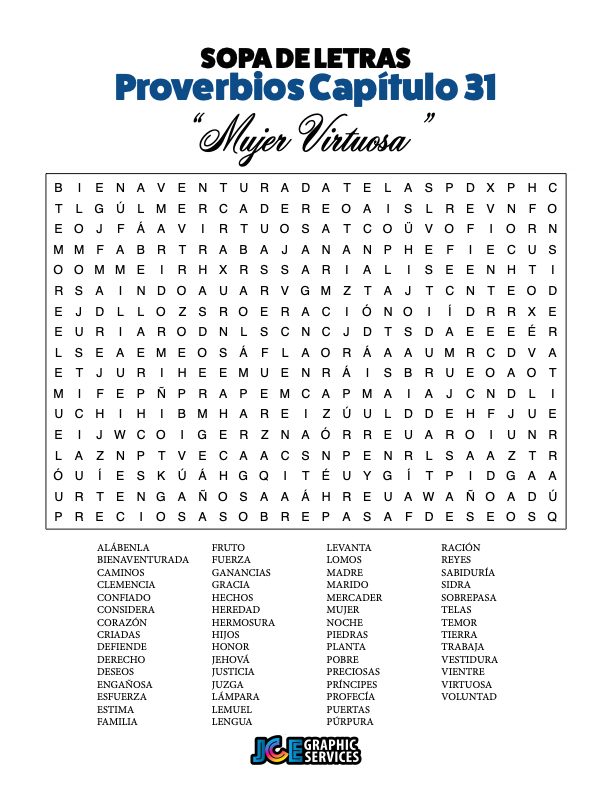 Sopa de Letras - Proverbios Cápitulo 31