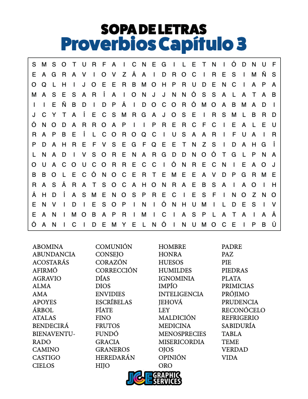 Sopa de Letras - Proverbios Cápitulo 3