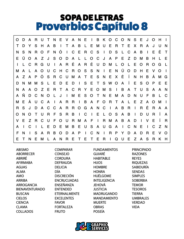 Sopa de Letras - Proverbios Cápitulo 8