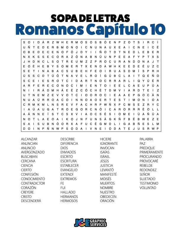 Sopa de Letras - Romanos Cápitulo 10