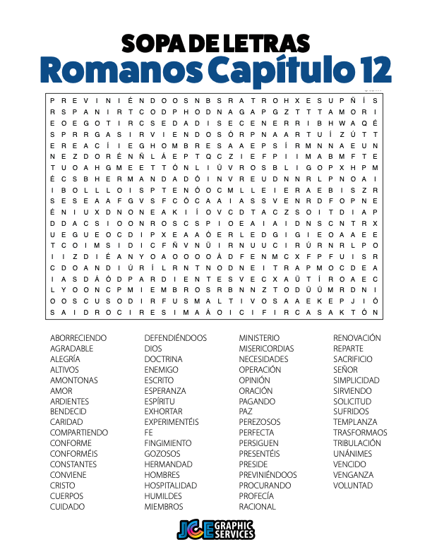 Sopa de Letras - Romanos Cápitulo 12
