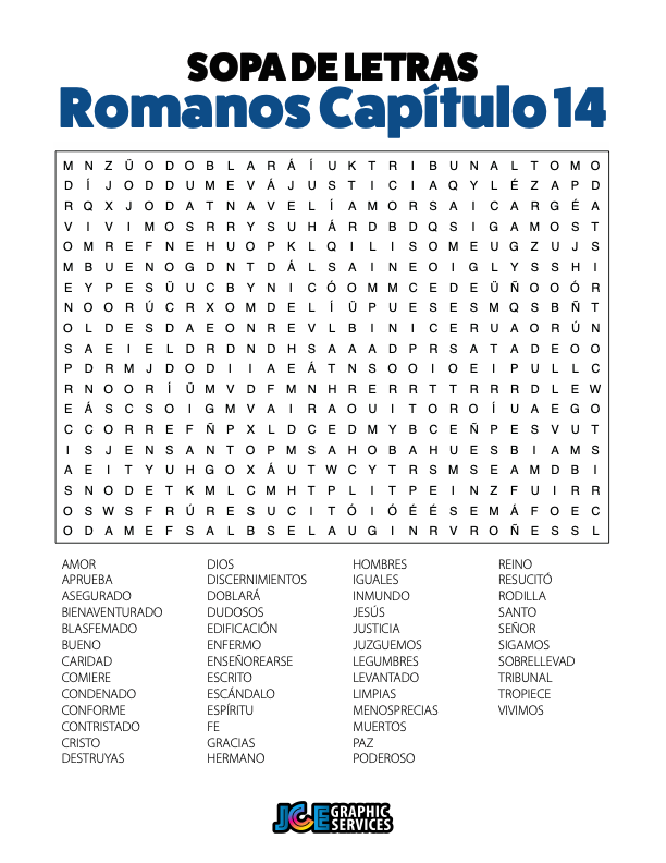 Sopa de Letras - Romanos Cápitulo 14