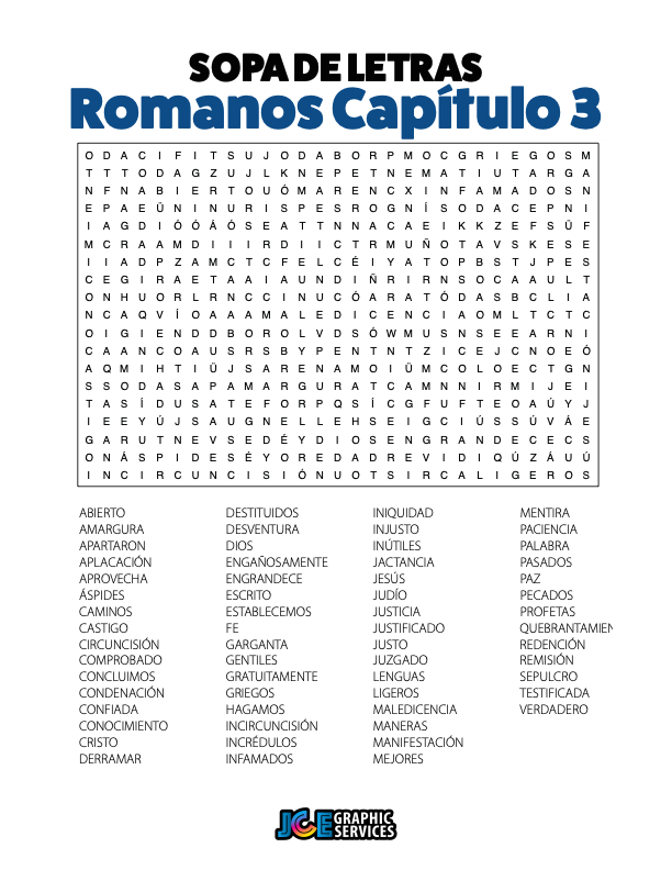 Sopa de Letras - Romanos Cápitulo 3