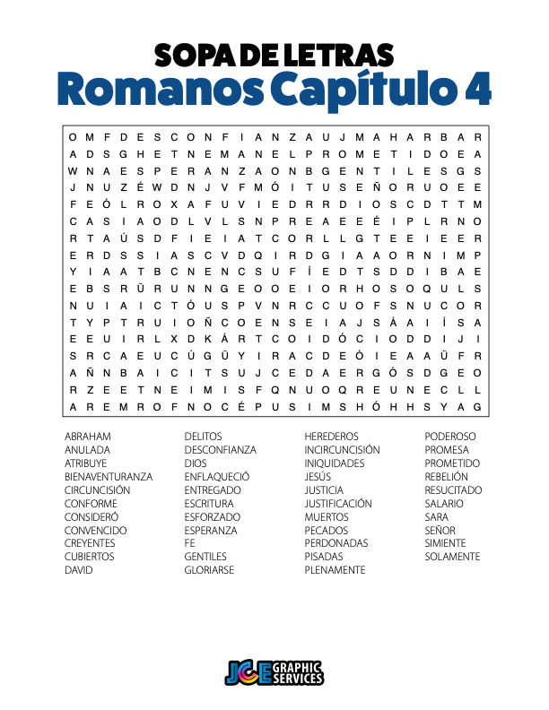 Sopa de Letras - Romanos Cápitulo 4
