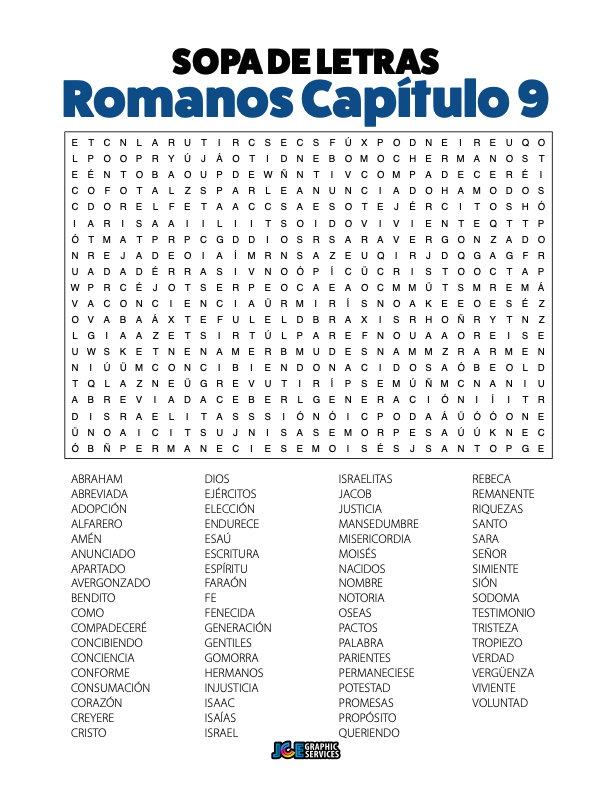 Sopa de Letras - Romanos Cápitulo 9