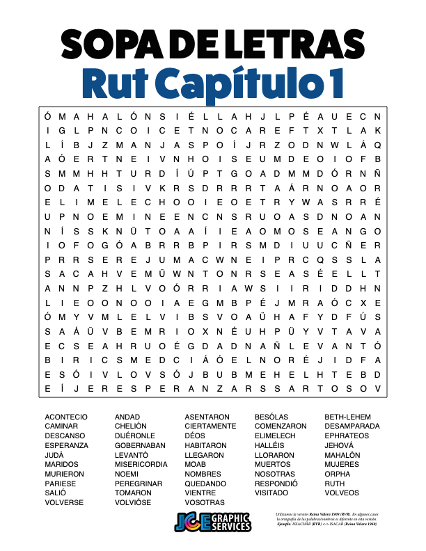Sopa de Letras - Rut Cápitulo 1