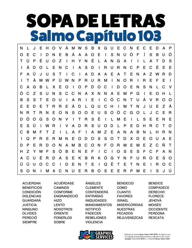 Sopa de Letras - Salmos Cápitulo 103