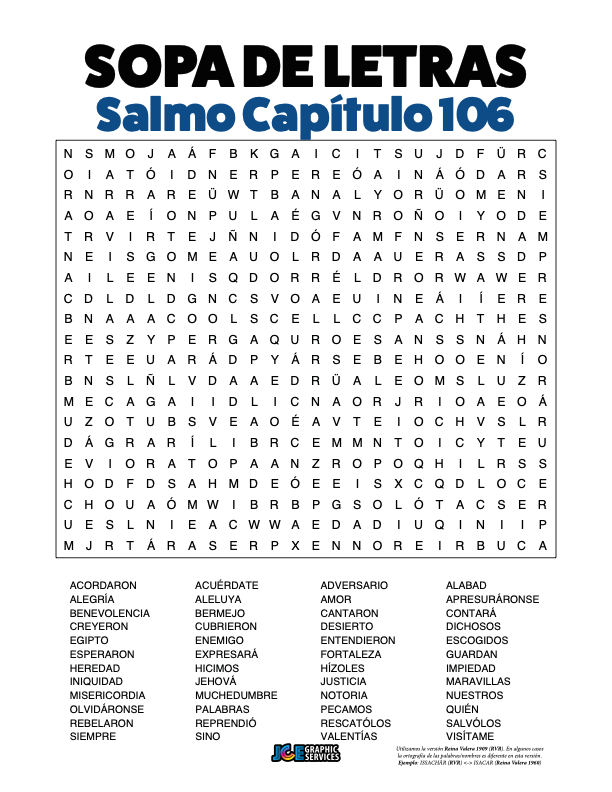 Sopa de Letras - Salmos Cápitulo 106