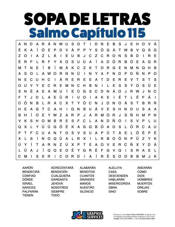 Sopa de Letras - Salmos Cápitulo 115