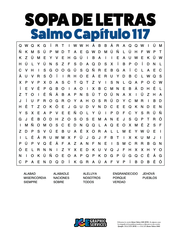 Sopa de Letras - Salmos Cápitulo 117