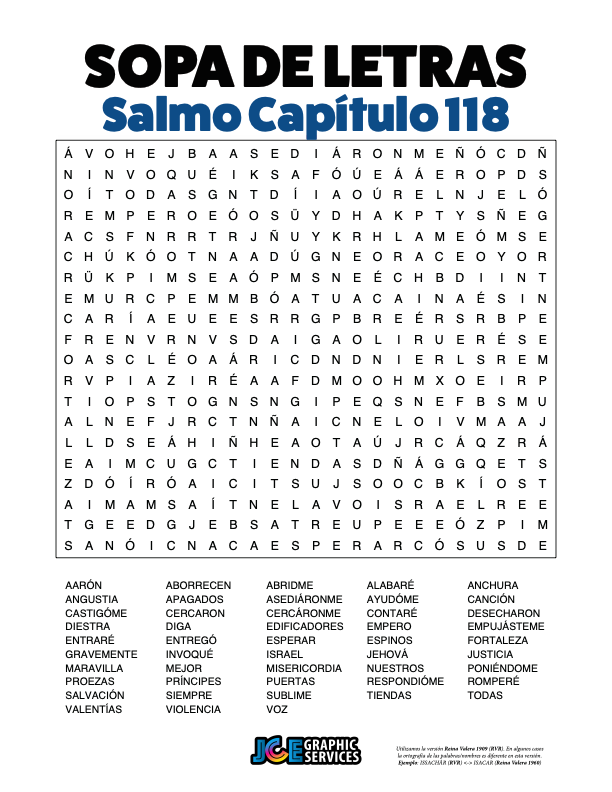 Sopa de Letras - Salmos Cápitulo 118