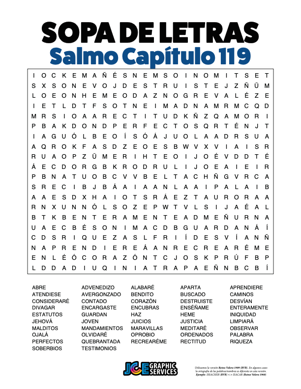 Sopa de Letras - Salmos Cápitulo 119
