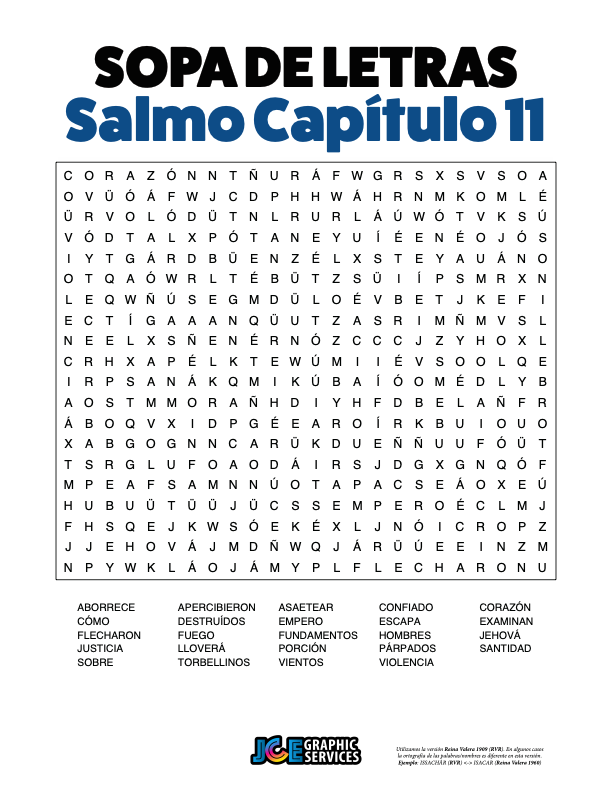 Sopa de Letras - Salmos Cápitulo 11