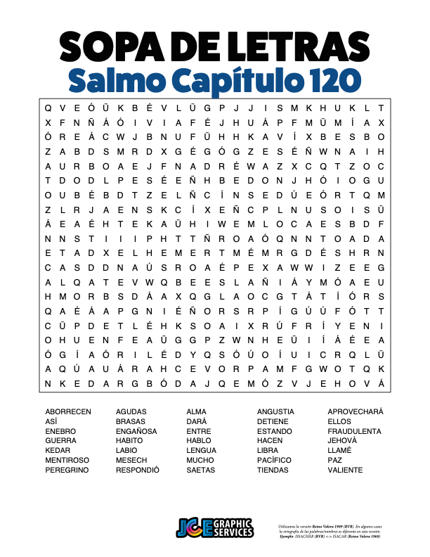 Sopa de Letras - Salmos Cápitulo 120