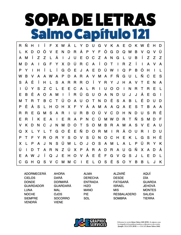Sopa de Letras - Salmos Cápitulo 121