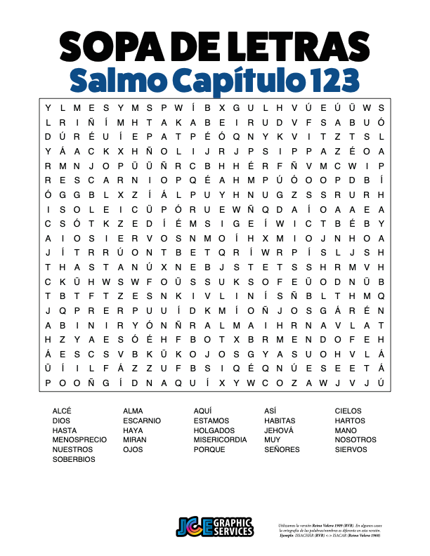 Sopa de Letras - Salmos Cápitulo 123