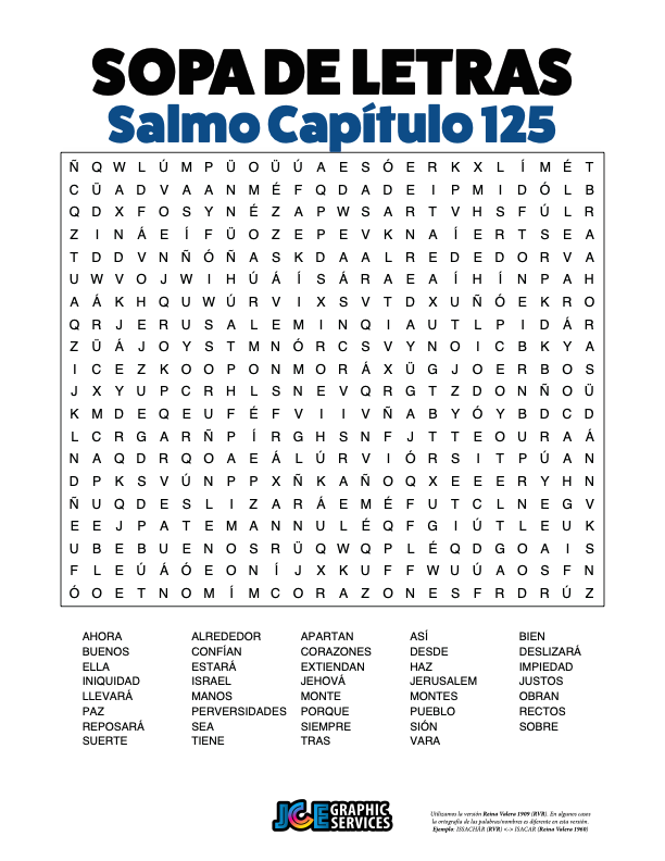 Sopa de Letras - Salmos Cápitulo 125
