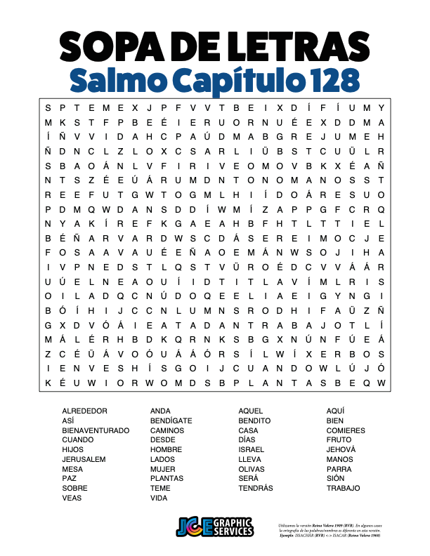 Sopa de Letras - Salmos Cápitulo 128