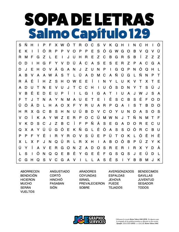 Sopa de Letras - Salmos Cápitulo 129