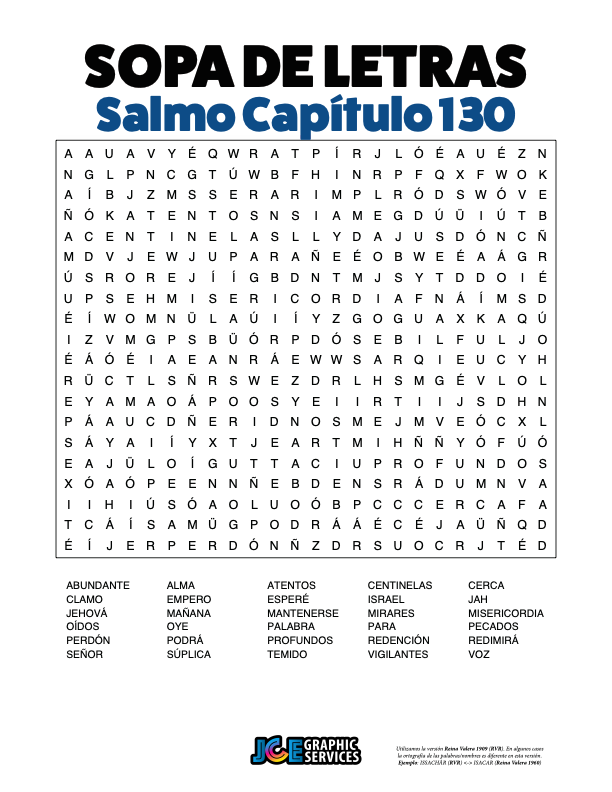 Sopa de Letras - Salmos Cápitulo 130