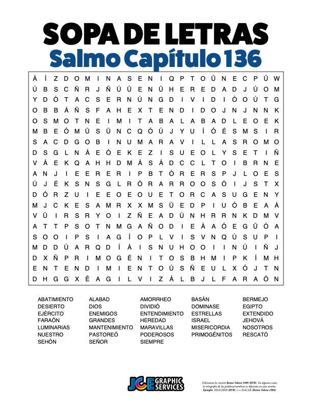 Sopa de Letras - Salmos Cápitulo 136