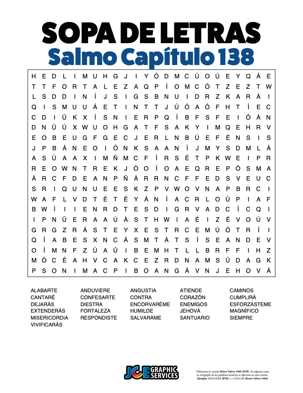 Sopa de Letras - Salmos Cápitulo 138