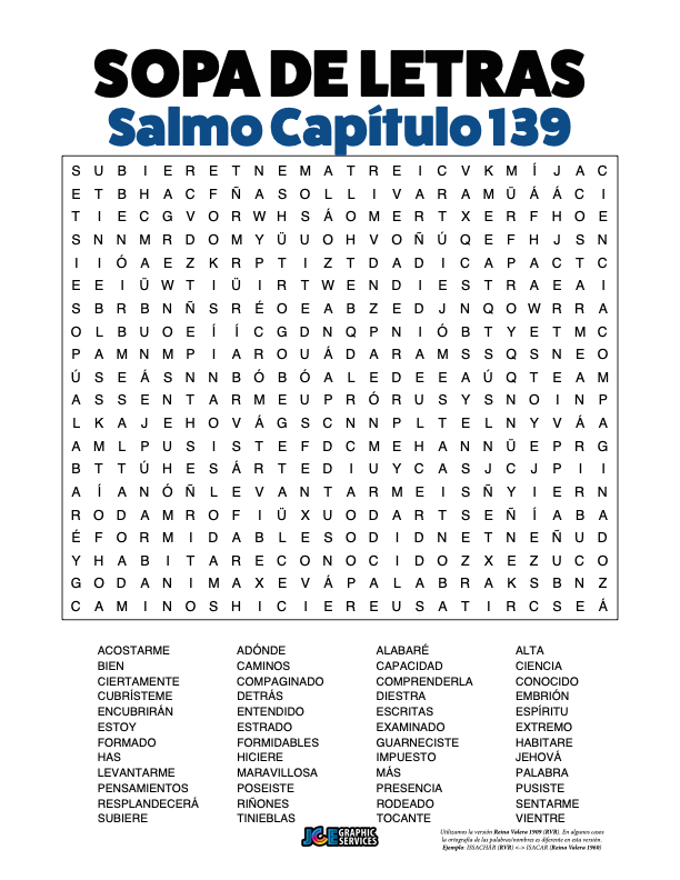 Sopa de Letras - Salmos Cápitulo 139