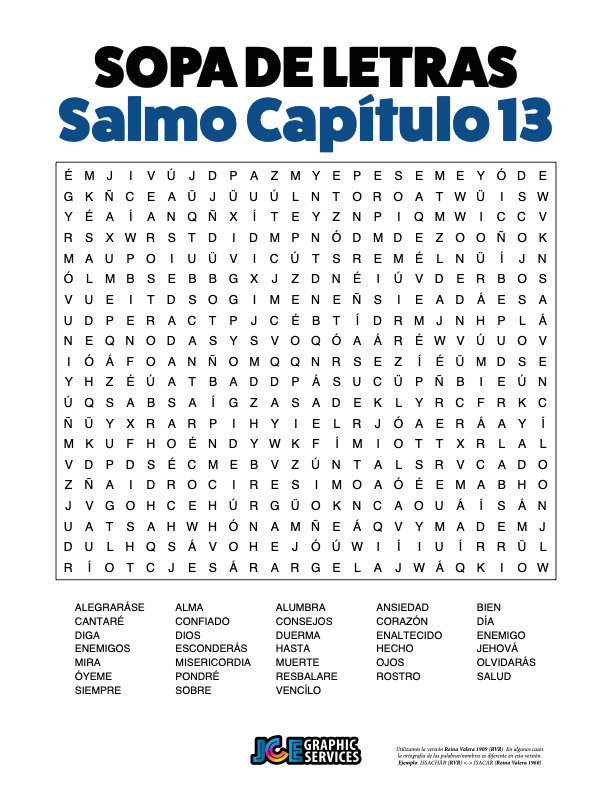 Sopa de Letras - Salmos Cápitulo 13