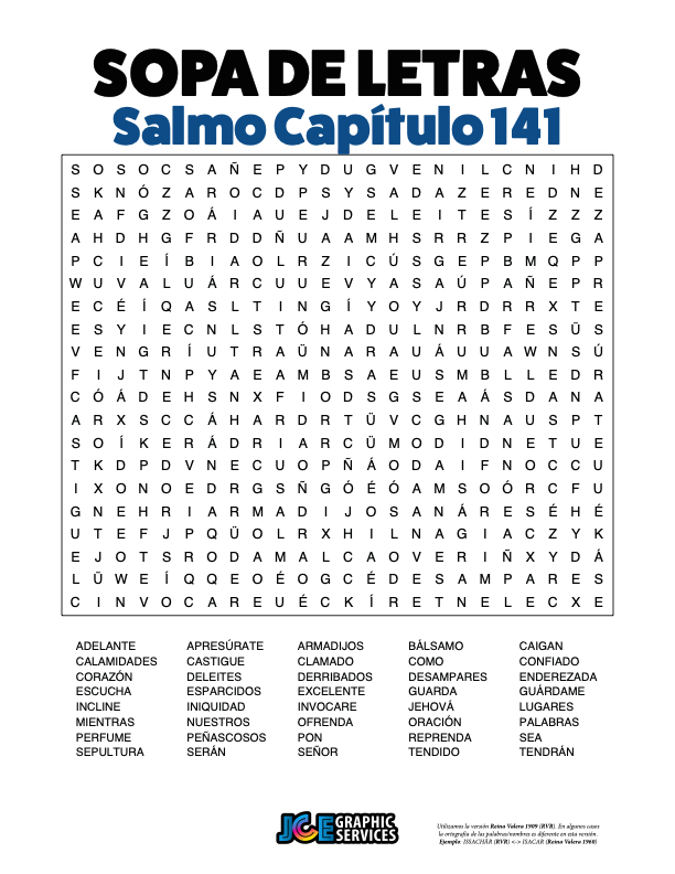 Sopa de Letras - Salmos Cápitulo 141