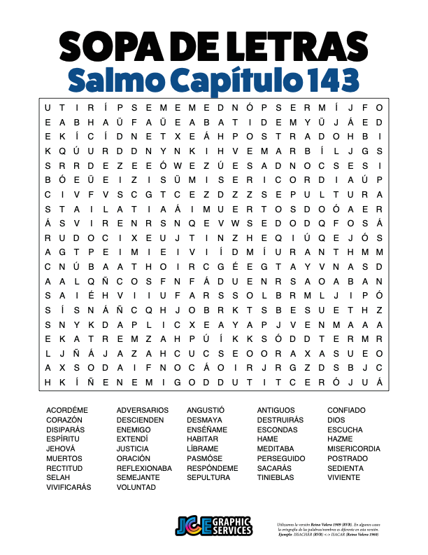 Sopa de Letras - Salmos Cápitulo 143