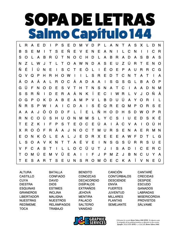 Sopa de Letras - Salmos Cápitulo 144