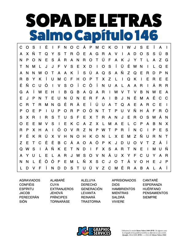 Sopa de Letras - Salmos Cápitulo 146