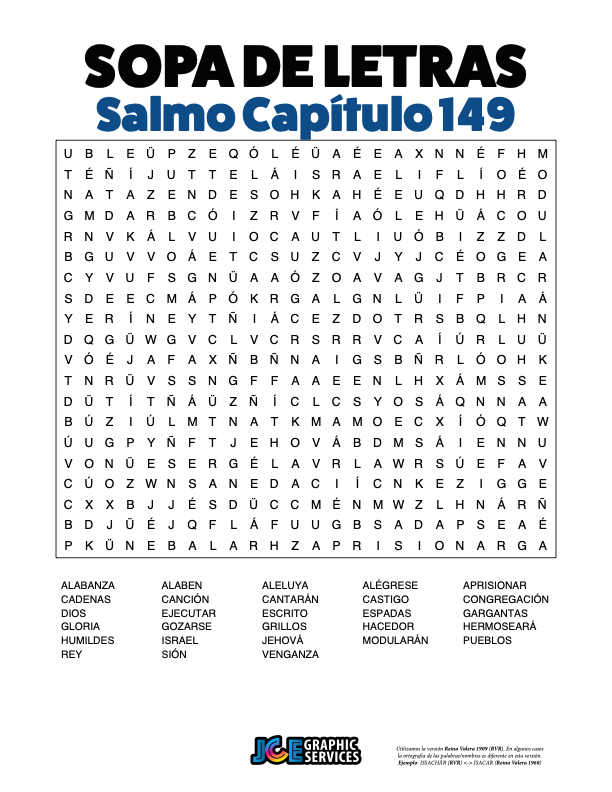 Sopa de Letras - Salmos Cápitulo 149