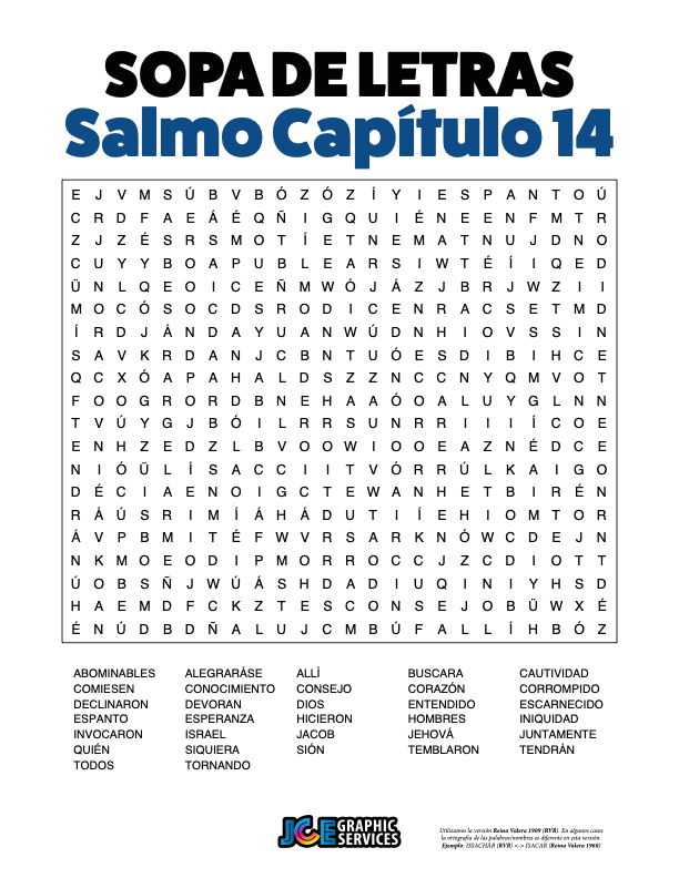 Sopa de Letras - Salmos Cápitulo 14
