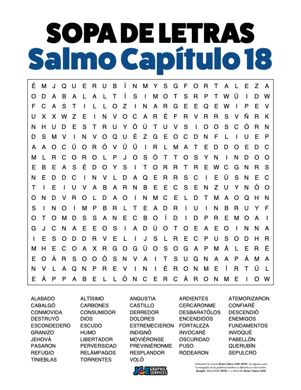 Sopa de Letras - Salmos Cápitulo 18