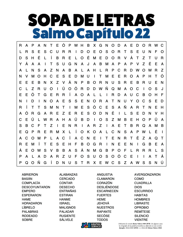 Sopa de Letras - Salmos Cápitulo 22